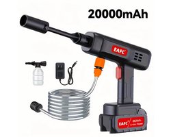 EAFC 60Bar 500W Draadloze Hogedrukreiniger - Auto Was Set - Terrasreinigers - Hogedrukspuit - Incl. 21V 80Wh Accu - Zwart