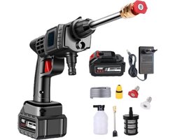 Elektrische Hogedrukreiniger - Draadloos - 21V Accu - Inclusief Accessoires - Zwart