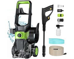 Elektrische Hogedrukreiniger-Verstelbaar Hogedrukpistool-10 m slang en schuimkanon-1600 W-440 l/u-150 bar
