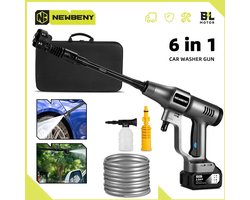 Enkilight- Hogedrukreiniger 6 in 1- draadloss met accu- Compact en Draagbaar- Complete set- Autowasmachine- Wasmachine- 200 bar- 3500 W- Incl. 2 accu 18v 1 oplader- Hogedrukreinigers- Hogedrukreiniger accu- Hogedrukreiniger auto