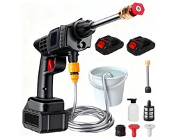 Flolife - 50 Bar Draadloze Hogedrukreiniger – Accu Hogedrukspuit – Waterpistool voor Auto, Terras en Tuin – 24V - With 2 battery