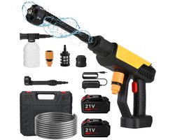 Fubzz Elektrische Hogedrukreiniger - 500W 30Bar Waterpistool Met 2 Accu’s - Draagbare Autowas & Tuinspuit - 6-in-1 Sproeikop - 5M Slang & Koffer