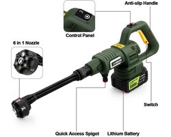 Fytura - Borstelloze Accu‑Hogedrukreiniger 200 Bar – Draadloos 18 V Makita‑Compatibel – 3 Versnellingen, 6‑in‑1 Autowaspistool met Digitale Display – Waterpistool voor Auto, Terras, Meubelen en Doe-Het-Zelf Gebruik