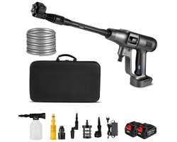 Gloovon® Hogedrukreiniger op Accu - Draagbare Drukreiniger - Voor Auto, Fiets & Tuin - 100 Bar - Met 2x 4.0Ah Batterij & Koffer