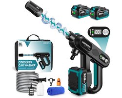 HOB - Hogedrukreiniger - Hogedrukreiniger Accu - Hogedruk Spuit - Draadloos - 5-in-1 Sproeikop - Voor Auto, Tuin, Terras en Meer - Terrasreiniger