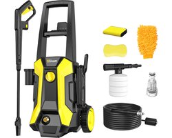 HOB Hogedrukreiniger - Terrasreiniger - Hogedrukspuit - Hoge Druk - Zeer krachtig - Complete Set - 180 Bar - 2200W - Verstelbaar Mondstuk – Schuimlans – 8 m Slang