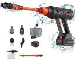 Hoge Druk Reiniger Draadloos - Draadloze Accu Hogedrukreiniger - Draagbare Hogedrukreiniger - MAX 580 PSI - Draagbare Krachtreiniger met Accessoireset - 4.0Ah Batterij - Hogedrukreiniger met Roterend Mondstuk