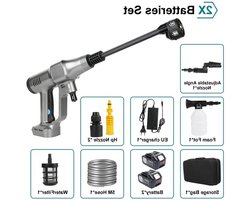 Hogedruk Auto Wasmachine - Hogedruk Waterpistool - Hogedrukreiniger - Hogedrukspuit - Draadloze - 200Bar - Auto-Wasser - Brushless - 6IN1 - 18V - 2 Batterij - Zilver