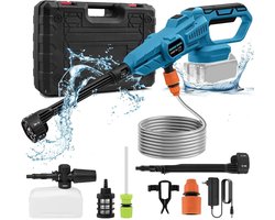 Hogedrukreiniger Accu - Draadloze Hogedrukreiniger 21V - 120Bar - Compatibel met Makita G 18V Accuplatform - Hogedrukspuit voor Auto, Tuin en Terras - 3 Drukstanden - Accu Niet Inbegrepen