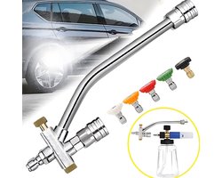 Hogedrukreiniger - Autowaspistool - 1/4 inch Quick Connect Wand met 5 sproeiers (0 °-65 °) - Dubbele connector - Tuinslang Pistool - Spuitpistool - Waterspuit - Spuitmond - Opzetstuk Tuinslang - Voor Tuin & Auto & Schoonmaken