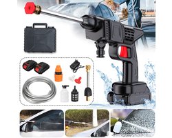Hogedrukreiniger - Batterij 10000mAh - 22Bar Druk - dubbele filtratie - 3 Waterstanden - Bereik van 10 m - Inclusief 5 m slang + schuimpot - Voor Auto & Tuin