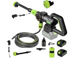Hogedrukreiniger Draadloos – Hogedrukspuit op Batterij – Tot 120 Bar – 6-in-1 – Inclusief Accessoires – Voor Auto, Tuin en Terras