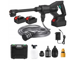 Hogedrukreiniger - Draadloze Hoge Druk Spuit - 500W Krachtige Motor - Tot 100 Bar & 2.7L/min - 2 Batterijen & 5m Slang - Voor Auto, Tuin & Terras