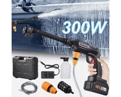 Hogedrukreiniger - Draadloze Hogedrukspuit 300W - 30 Bar & 8L/min - met oververhitting beveiliging & 5m Slang - Inclusief Accessoires - Voor Auto, Terras & Tuinmeubels