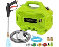 Hogedrukreiniger – Mini Hogedrukspuit – Waterdrukreiniger – Terrasreiniger – Draagbare Hogedrukspuit – 130 Bar Max Druk – 3 Instelbare Drukstanden & 8 Meter Slang met Schuimsproeier