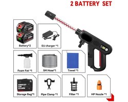 Hogedrukreiniger - Terrasreiniger - Hogedrukreiniger Accu - Elektrische Hogedrukreiniger - 220Bar - 5-in-1 - Draadloos Spuitpistool - 2 Batterijen & EU-Stekker voor Auto, Tuin en Terras