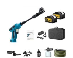 Hogedrukreiniger - Terrasreiniger - Hogedrukreiniger Accu - Elektrische Hogedrukreiniger - 250Bar - Draadloos Spuitpistool - met 2 x Accu - Draagtas - voor Auto - Tuin - Terras - 18V - Blauw