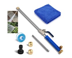 Sproeilans voor Tuinslang - 2 Sproeikoppen - 46,5 cm - Voor auto, terras en tuin - Verlengbuis, afdichtingstape en doek - Blauw - spuitpistool - Waterjet - drukreiniger - Tuin - Waterspuit - Hogedruk pistool - Spuitmond - Waterspuit