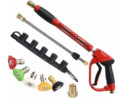 Hogedrukspuitpistool - Waterpistool - 5000psi & Verstelbare Lengtes - 5 Sproeiers & Universeel M22 - Voor Auto, Tuin & Oprit