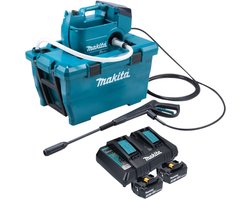 Makita DHW 080 PF2K Snoerloze hogedrukreiniger 36 V ( 2x 18 V ) 80 bar 380 l/u Borstelloos + 2x accu 3.0 Ah + dubbele lader