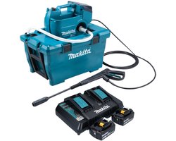 Makita DHW 080 PG2K Snoerloze hogedrukreiniger 36 V ( 2x 18 V ) 80 bar 380 l/u Borstelloos + 2x accu 6.0 Ah + dubbele lader