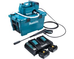 Makita DHW 080 PT2K Snoerloze hogedrukreiniger 36 V ( 2x 18 V ) 80 bar 380 l/u Borstelloos + 2x oplaadbare accu 5.0 Ah + dubbele lader