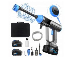 MDHL® Draadloze Hogedrukreiniger V1 – Inclusief 2 48V Accu’s & Koffer – 6-in-1 Spuitmond – Mobiele Accu Hogedrukspuit – Voor Auto, Fiets, Tuin & Terras - Zwart/Blauw