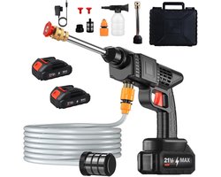 MELVRA Draadloze Hogedrukreiniger - 21V - Hogedrukreiniger op Accu - Draagbaar - 5 Meter Slang - Voor Auto wassen en Irrigatie - Inclusief Accu & Lader