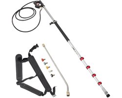 Mila Shop Hogedrukreiniger - Terrasreiniger - Hogedrukspuit - Verlengstuk 1,5-6 meter - Werklengte telescopische lans - 4000 PSI - Uitschuifbare hogedrukreiniger - Staaf met 5 verschillende sproeikoppen
