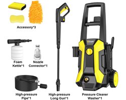 Multisupply Elektrische Hogedrukreiniger 2200W - 180Bar - Auto Wasmachine Pistool Tuin - Wassen - Spuitpistool 180 ° Verstelbaar mondstuk