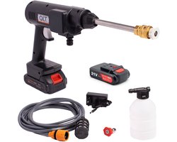 QLT Draadloze Hogedrukreiniger met 2 Accu's en Verstelbaar Mondstuk - 3 Sproeipatronen - Voor Reinigen en Sproeien - Incl. Aanzuigslang en Fles - Zwart