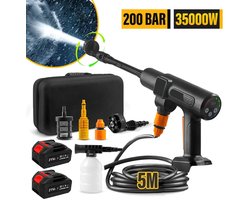 Sensova Hogedruk Autowasmachine 6-in-1 – Draadloze Hogedrukreiniger 20V – Borstelloze Motor – Tot 200 Bar – Met Spuitpistool & Aanzuigslang – Voor Auto, Tuin & Terras