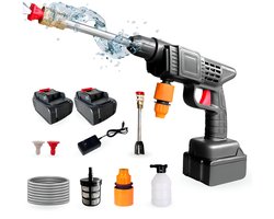 SnelShoppen - Draagbare Hogedrukreiniger Accu 48V - 35 Bar/500PSI Reinigingspistool - 1500mAh/300W met Toebehoren voor Auto, Tuin en Buiten - 2 Batter