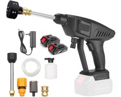 Snoerloze Hogedrukreiniger - Draagbare 21V Hogedrukreiniger - Snoerloos & Krachtig - Hogedrukreiniger - Hogedrukpistool - Draagbare Hogedrukreiniger - met 5M Slang - met 5 in 1 Sproeikop - Zwart