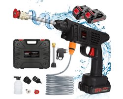 Traumheim® Accu hogedrukreiniger - 21V 400W draadloze draagbare hogedrukreinigers - autoreiniger met 2*1500mAh accus - 5 m slang, voor auto's, tuinen en opslag