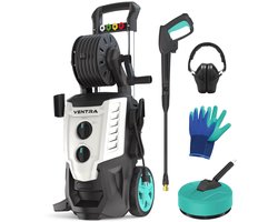 VENTRA® Hogedrukreiniger – 2200W – 170 Bar – 450 l/h – 10m Slang - Slanghaspel - Terrasreiniger - Geïntegreerde Zeeptank - Inclusief Werkhandschoenen