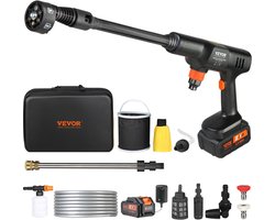 VEVOR Accu-Hogedrukreiniger, Borstelloze Waterdrukreiniger, Spuitpistool, Hogedrukreinigerpistool (21 V, 50 Bar, voor Mobiel Reinigen en Bewateren, 3,5 L/Min, Inclusief Accessoires, 0°~40° Mondstuk)