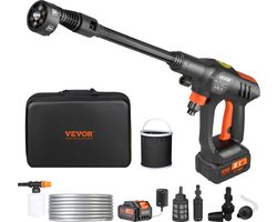 VEVOR Accu-Hogedrukreiniger, Draadloze Waterdrukreiniger, Spuitpistool, Hogedrukreinigerpistool (250w 21v, 50bar, voor Mobiele Reiniging en Irrigatie, 4l/Min, Incl. Accessoires, Oplader)