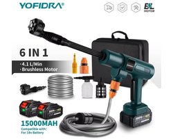 VIEMAE Elektrische hogedrukreiniger - Hogedrukspuit - Terrasreiniger - 6-in-1 - Draadloos, borstelloos - Incl. 1 batterij - 200bar, 3500W