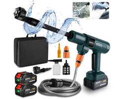 Yofidra Accu Hogedrukreiniger met 2x Accu's - 70 bar Draadloze Hogedrukreiniger - 6-in-1 verstelbaar mondstuk - Auto Was Set - Voor Auto, Fiets, Terras en Tuin