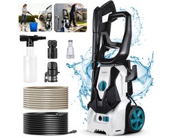 Yofidra Hogedrukreiniger - 2200W - Max. 200 Bar Druk - 390 l/h Debiet - Zelfaanzuigend Hogedrukreiniger - met Pistool, Lansen, Zeepreservoir, Patioborstel en Hogedrukslang - voor Huis, Tuin en Auto