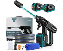 Zentex® Draadloze Hogedrukreiniger – 5-in-1 Sproeikop – Incl. 2 Accu’s – Zwart