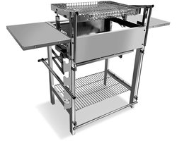 360° Roterende Houtskoolgrill - Draagbare BBQ Grill van Roestvrij Staal voor Buiten, Camping & Picknick - Voor 3-15 Personen