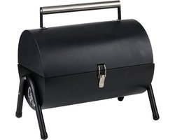 alpina Tafel BBQ Houtskool - Tafelgrill met Grillplaat en Deksel - Compacte Barbecue met Grillplaat - Tafelbarbecue Draagbaar - Ideaal voor Buiten - Zwart