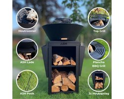 ASH - Phoenix - XXL - Plancha barbecue met grillring - Buitenkoken - Plancha BBQ - Plancha Bakken - Zwart - Grillring - Extra groot