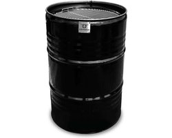 BarrelQ Big 200 L olievat multifunctioneel houtskool barbecue- vuurkorf- statafel in één met Teppanyaki grill plaat en beschermhoes