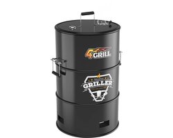 Batavia 4Grill Olievat Barbecue 4-in-1 grillplaat, roken, garen en vuurkorf - zonder draagtas - Deksel met ingebouwde thermometer - 300 Liter metalen olievat - Maxxseries