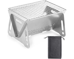 BBQ Grill - Tafel Barbecue - Houtskoolbarbecues - Mini Houtskool Smoker - Opvouwbaar Houtskool Barbecue - Draagbaar BBQ - Draagbare Camping Grill - 22cm x16x12cm - RVS - met handige draagtas - Ideaal voor Camping of Vakantie