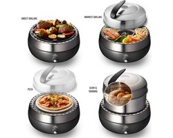 BBQ2GO Compleet - BBQ - Rookvrije Houtskool Barbecue - Tafel BBQ - Draagbaar voor 5 Personen - Met Pizzaset, Rookverhoging, Indirect Grillrooster & Draagtas - Ø30cm