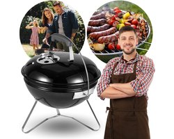 Bolvormige Houtskoolgrill, op Poten, met Deksel 37x37x44 cm